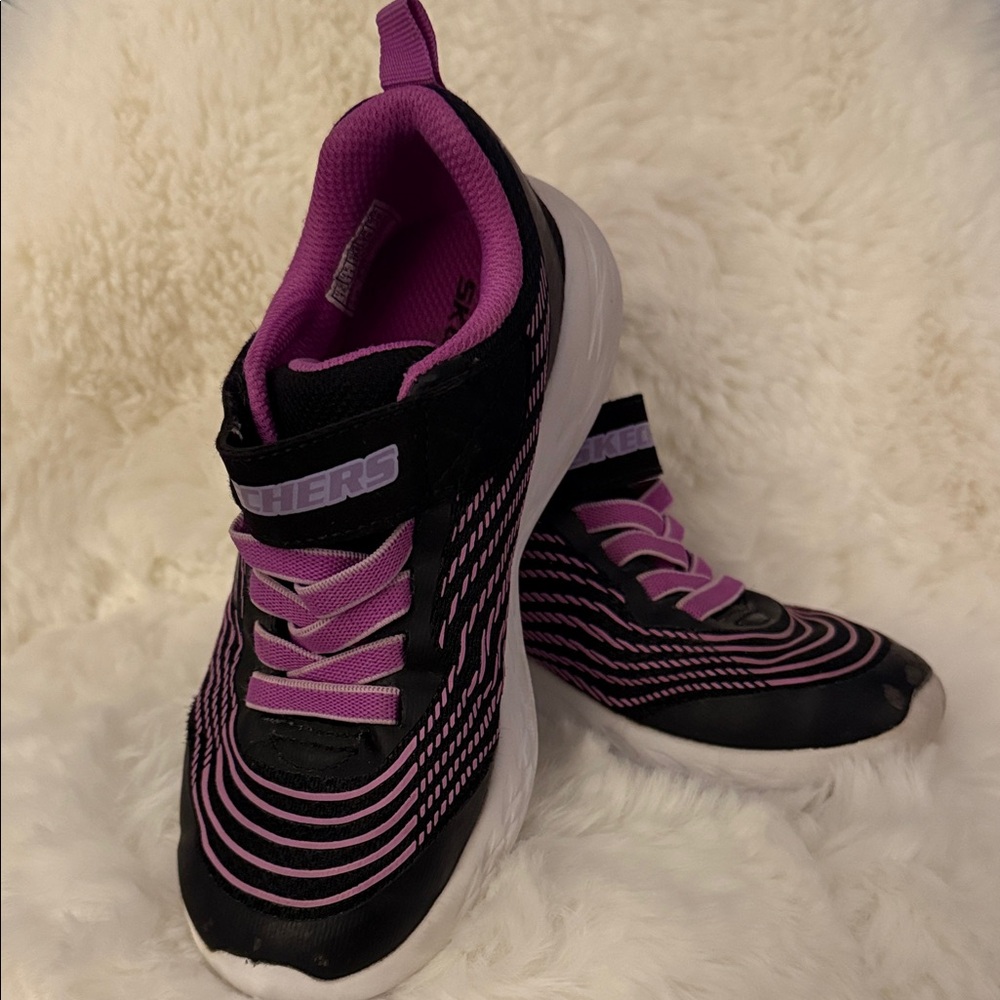 Skechers Kids Sneakers | Black & Purple Lightweight Running Shoes| size 12